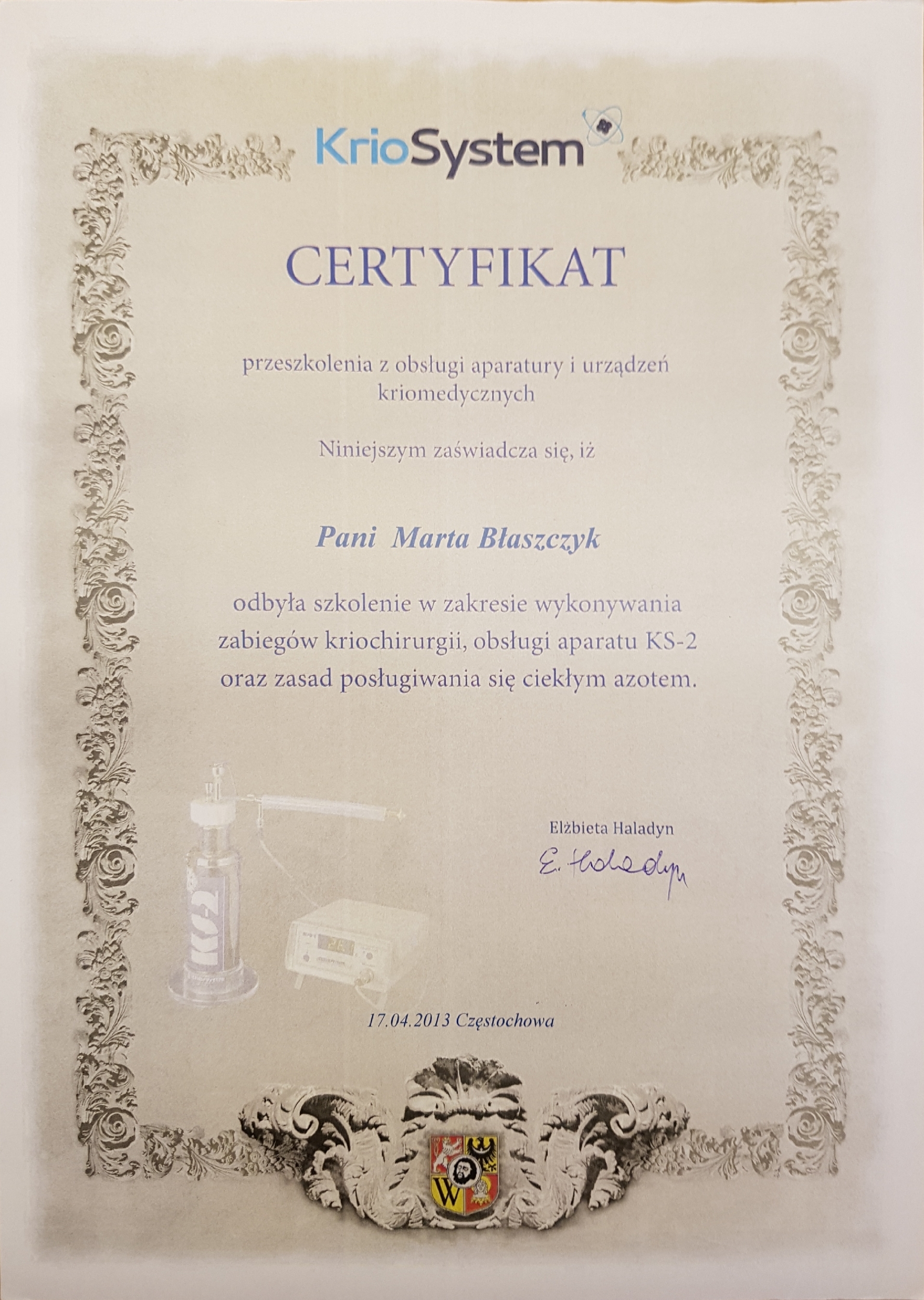Certyfikaty Dr Marta Błaszczyk Owczarek 2019 14.50.04(1)