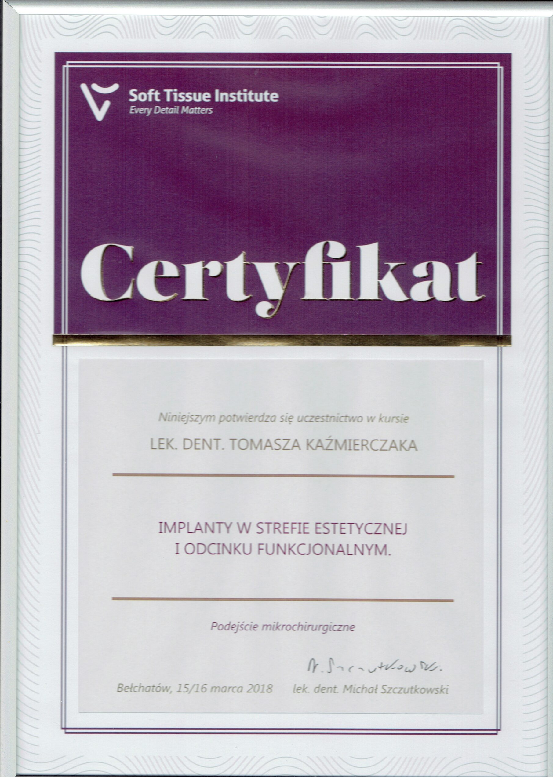 Certyfikaty Dr Tomasz Kaźmierczaknuj 4