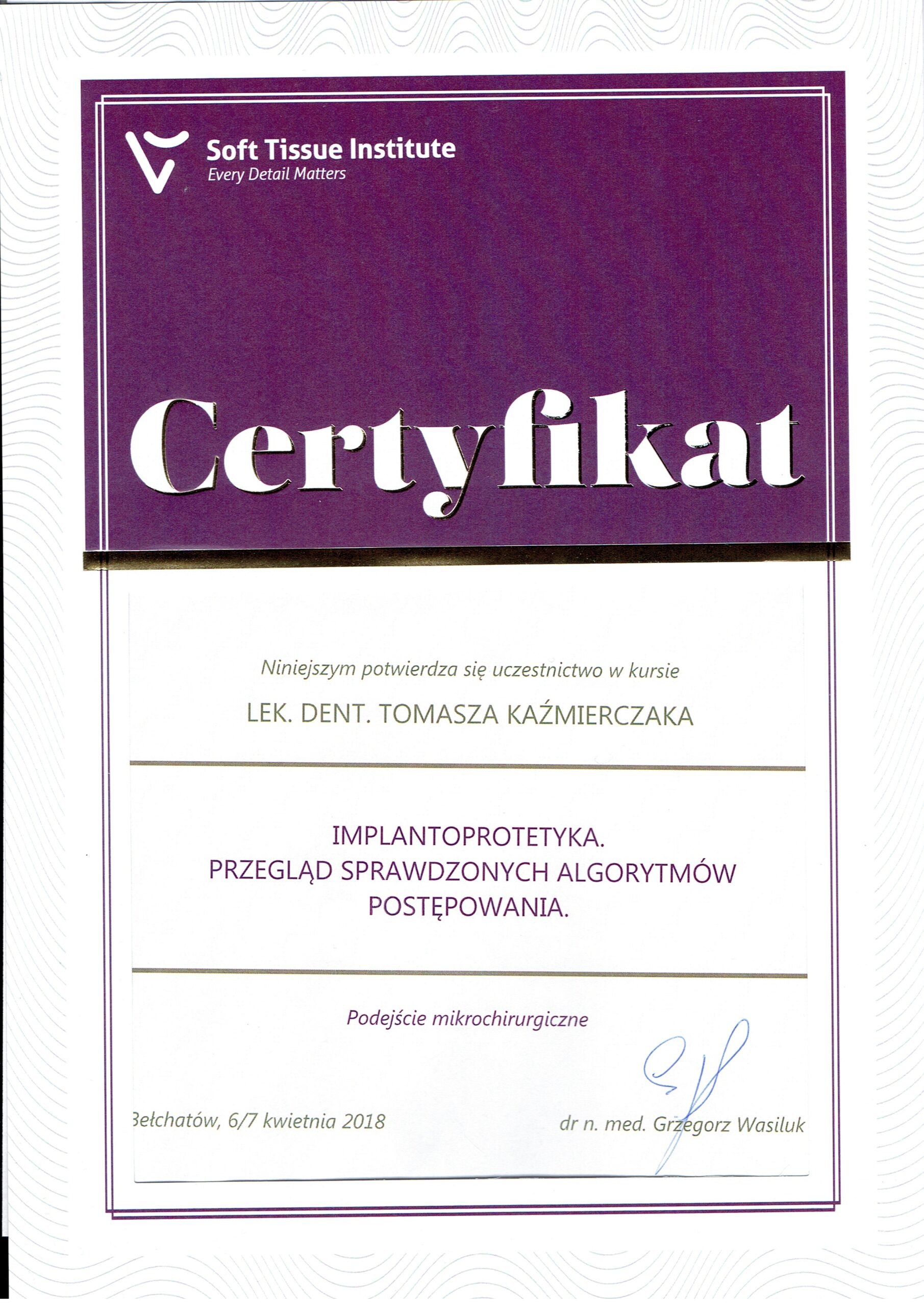 Certyfikaty Dr Tomasz Kaźmierczaknuj 8